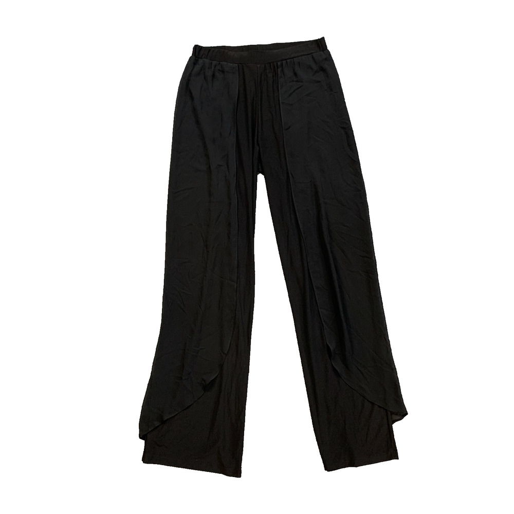 Last Tango Pants Womens S Small Black Chiffon Drapes Tulip Leg Pull On Lounge
